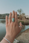 Simple Variscite Statement Ring - Size 9 - Third Hand Silversmith handmade jewelry, Bozeman, Montana