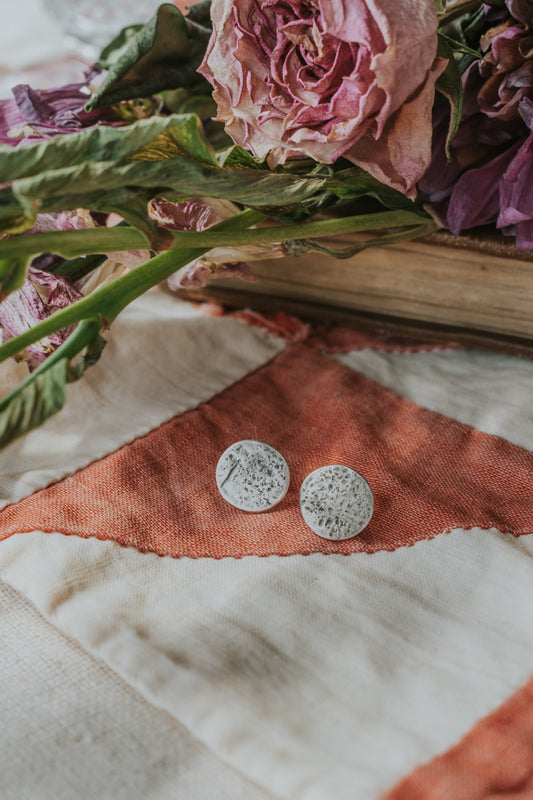 Small Full Moon Stud Earrings - Third Hand Silversmith handmade jewelry, Bozeman, Montana