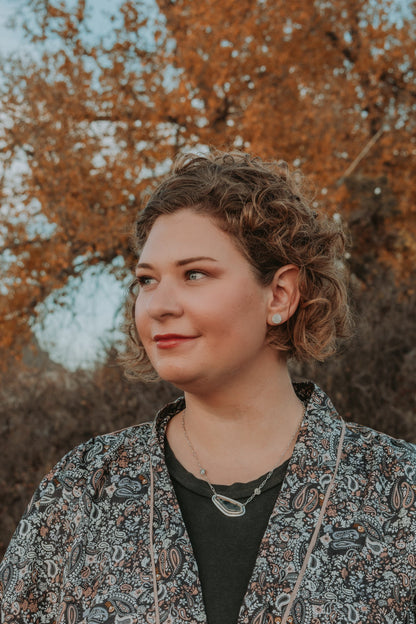 Speckled Montana Agate + Silver Dots Necklace - Third Hand Silversmith LLC handmade jewelry, Bozeman, Montana