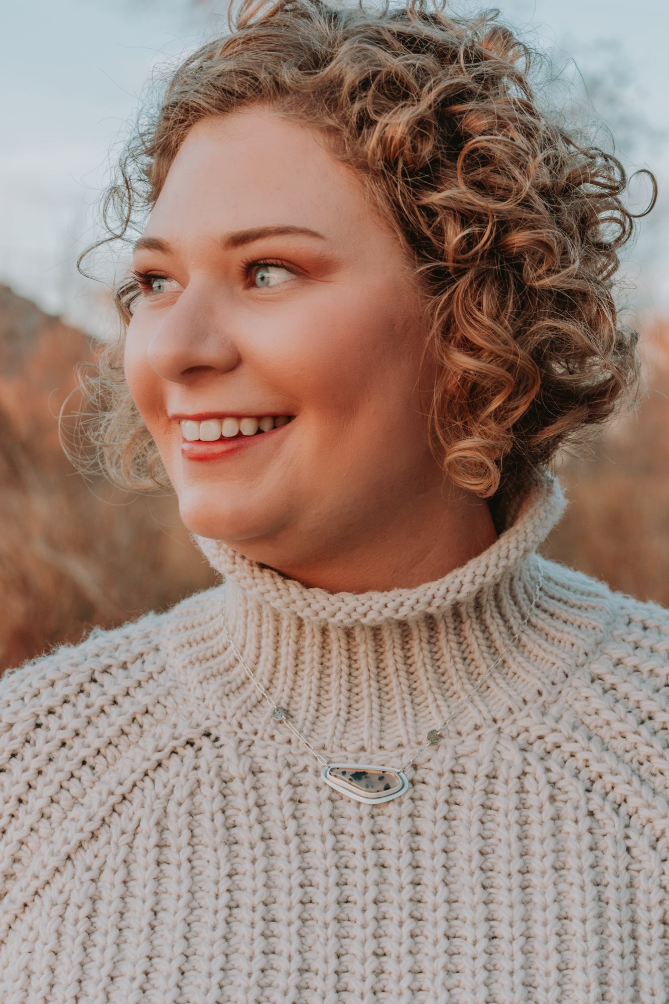 Speckled Montana Agate + Silver Dots Necklace - Third Hand Silversmith LLC handmade jewelry, Bozeman, Montana