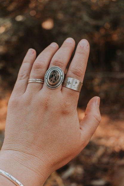 Speckled Montana Agate Statement Ring - Size 8 - Third Hand Silversmith LLC handmade jewelry, Bozeman, Montana