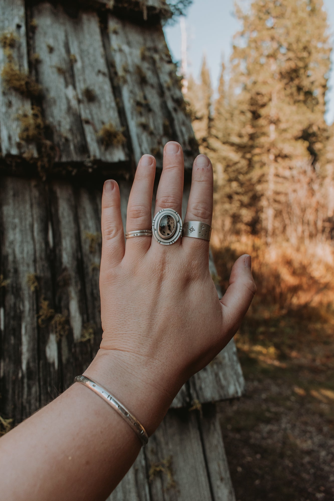 Speckled Montana Agate Statement Ring - Size 8 - Third Hand Silversmith LLC handmade jewelry, Bozeman, Montana