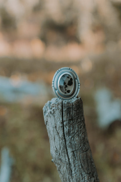 Speckled Montana Agate Statement Ring - Size 8 - Third Hand Silversmith LLC handmade jewelry, Bozeman, Montana