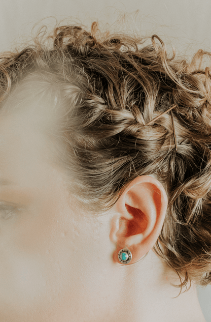 Stone and Silver Stud Earrings - Third Hand Silversmith handmade jewelry, Bozeman, Montana