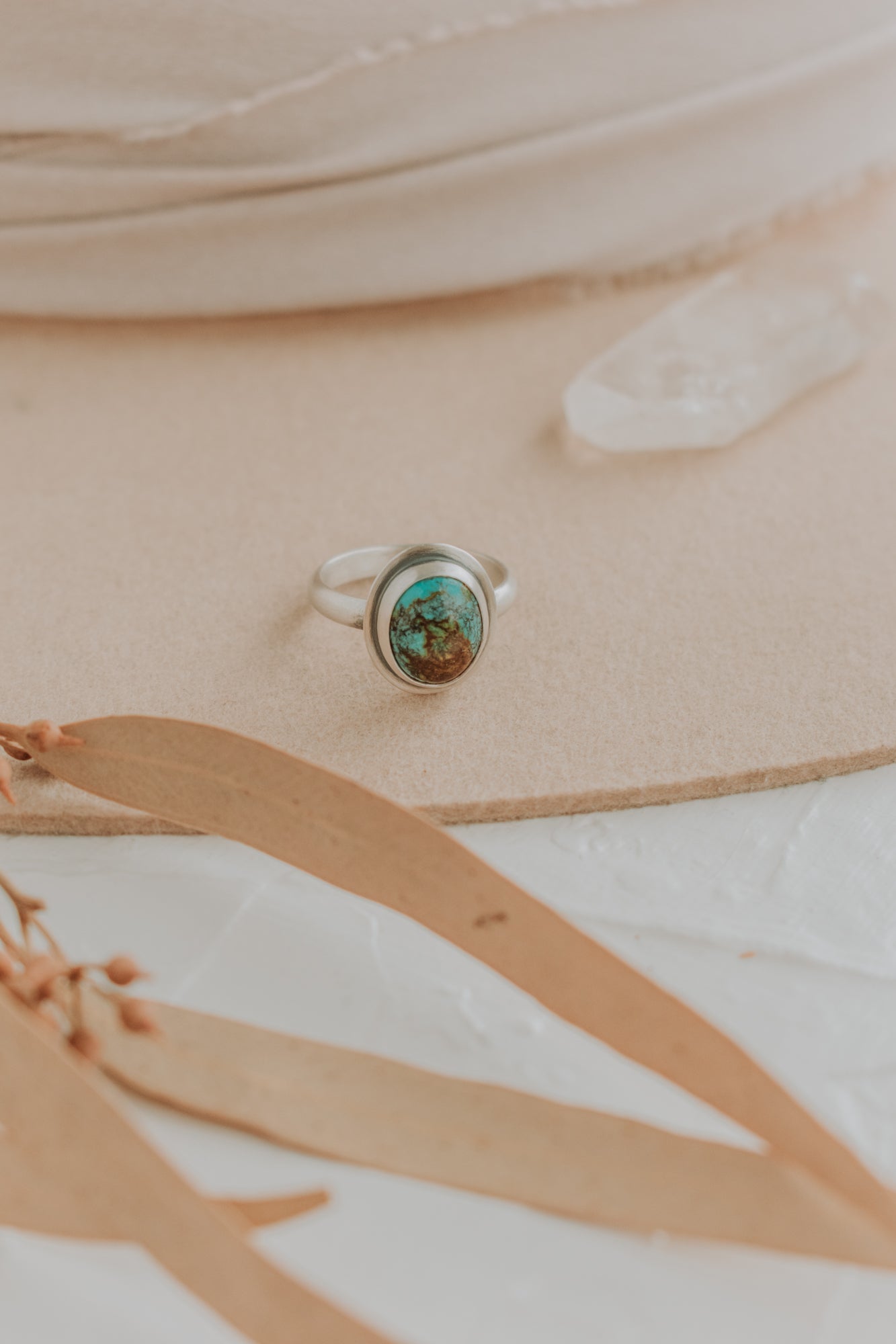Turquoise Oval Ring - Size 7.75 - Third Hand Silversmith LLC handmade jewelry, Bozeman, Montana