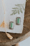 Variscite Earrings with Line Stamping - Third Hand Silversmith LLC handmade jewelry, Bozeman, Montana