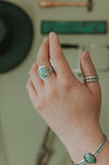 Variscite Flower Band Statement Ring - Size 8.5 - Third Hand Silversmith handmade jewelry, Bozeman, Montana
