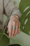 Variscite Flower Band Statement Ring - Size 8.5 - Third Hand Silversmith handmade jewelry, Bozeman, Montana