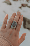Willow Creek Jasper Statement Ring with Star Stamped Band - Size 9 - Third Hand Silversmith handmade jewelry, Bozeman, Montana